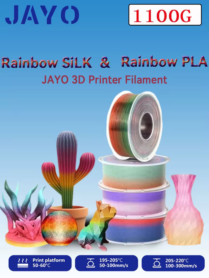 JAYO PLA Regenbogen Filament 1,75 mm 1100 g Transparent/Seide Multicolour für FDM 3D-Drucker - Bild 2