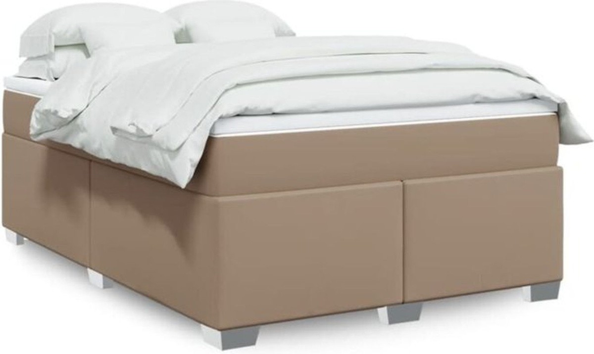 Vidaxl Boxspringbett Matratze mit Taschenfederkern in Braun und Weiß, Modern, B/T/H: 160 x 200 cm - Bild 1