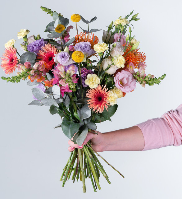 BLUME2000 Bouquet Gerbera multicolour orange purple yellow zum Internationaler Frauentag - Bild 1