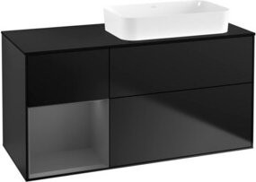 V&B Waschtischunterschrank Finion mit Wandbeleuchtung, Anthrazit lackiert, B: 120 cm, T: 60 cm, H: 60 cm - Bild 1