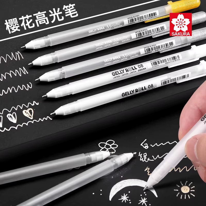 Sakura Gelly Roll Classic Highlight Pen Set mit 3 Gel-Tintenstiften in Weiß, Gold und Silber für Sketching und Hervorhebungen - Bild 4