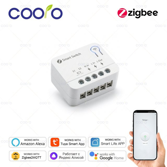 Tuya Zigbee Mini Smart Switch Modul in Weiß für Smart Home Automatisierung, kompatibel mit Amazon Alexa und Google Assistant - Bild 1