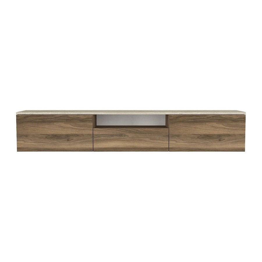 Vente-unique TV-Hängeschrank Lotula in Dunkelbeige und Naturfarben, Breite: 180 cm, Höhe: 31,3 cm, Tiefe: 29,5 cm - Bild 2