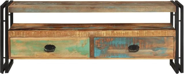 vidaXL TV-Schrank aus Massivholz und Stahlgestell im Vintage-Style, Mehrfarbig, B/T/H: 150 x 45 x 35 cm - Bild 1