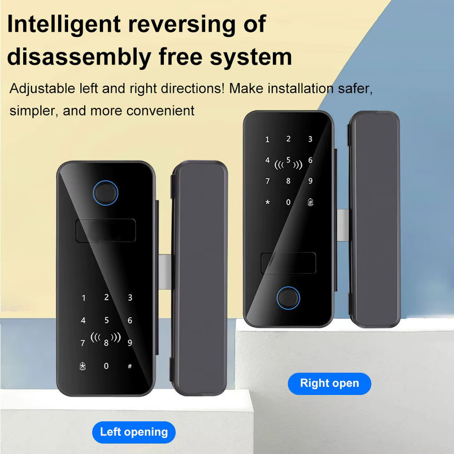 Asia-Teco Intelligentes Schloss für Glastüren in Schwarz mit Fingerabdruck- und Passwort-Entsperrung sowie Tuya-App-Unterstützung - Bild 5