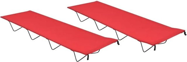 vidaXL Campingbetten 2er Set aus Oxford-Gewebe und Stahl in Rot, B/T/H: 180 x 60 x 19 cm