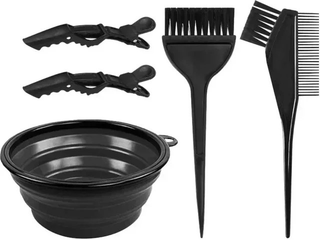 5-teiliges Haarfärbeset mit Kamm, Bürste und Farbstoffschale - Bild 1