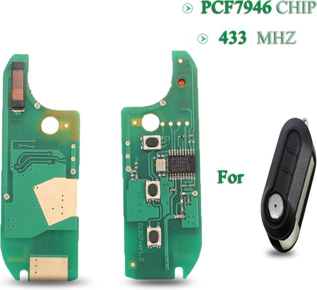 Jingyuqin 433MHz PCF7946 Chip Fernbedienung Autoschlüssel Platine in Grün für Fiat Doblo Fiorino Grande Punto Evo Qubo - Bild 1