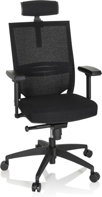 PORTO MAX Profi Bürostuhl HIGH I in Schwarz mit Stoff und Netzstoff, höhenverstellbar und mit Armlehnen - Bild 1