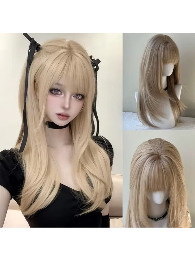 Ashely wigs Blonde Perücke mit Pony, 55,9 cm, mittellanges glattes Haar, Damen - Bild 4