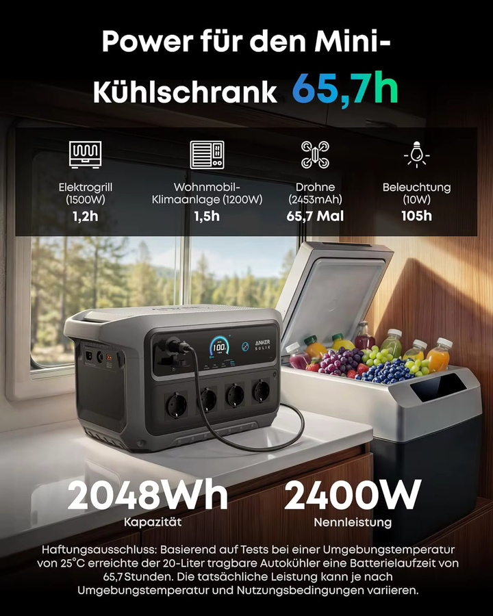 Anker SOLIX C2000 Gen 2 Tragbare Powerstation mit 2048Wh LiFePO4-Akku und 2400W Ausgangsleistung sowie 4000W Spitzenleistung als Solargenerator - Bild 7