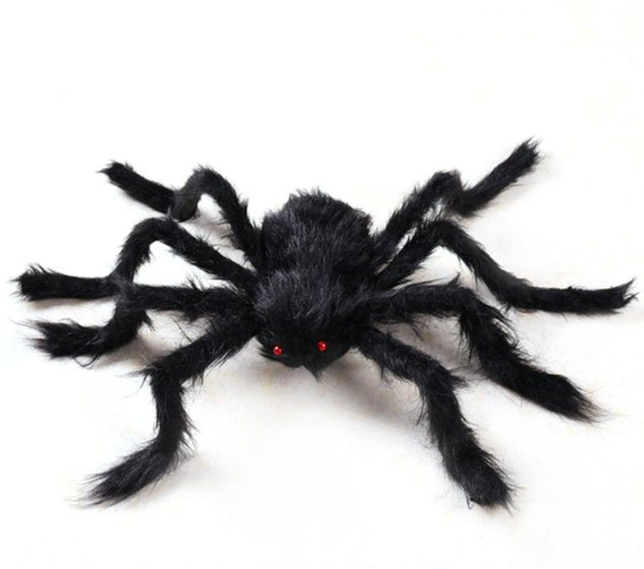 TOMTOP JMS Riesige Halloween-Spinne, schwarz, weich behaart und posierbar, Dekoration mit 90 cm Breite - Bild 1