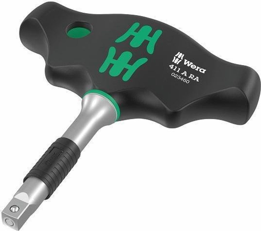 Wera 411 A RA Quergriff-Adapterschraubendreher mit Ratschenfunktion 1/4 Zoll, Klingenlänge: 45 mm - Bild 2