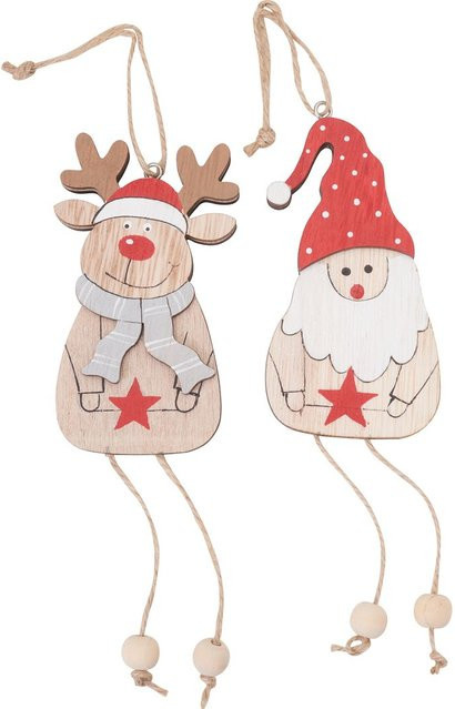 VBS Weihnachtsanhänger Elch und Santa Sven in Beige aus Sperrholz - Bild 1