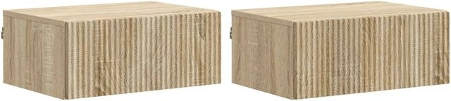 vidaXL Wandmontierter Nachttisch 2er-Set Sonoma-Eiche, Beige, B/T/H: 49 x 34,5 x 20 cm - Bild 1