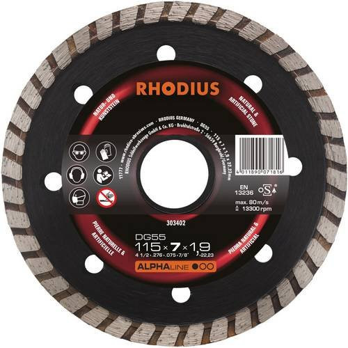 Rhodius ALPHAline DG55 Diamanttrennscheibe für Naturstein Durchmesser: 115 mm - Bild 1