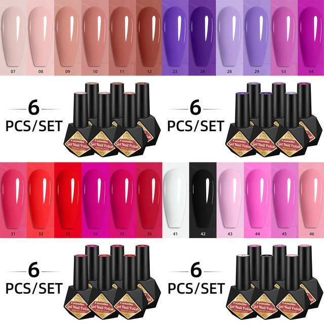 Faandin Gel-Nagellack-Set, 6er-Pack, Glänzend, Unisex - Bild 1