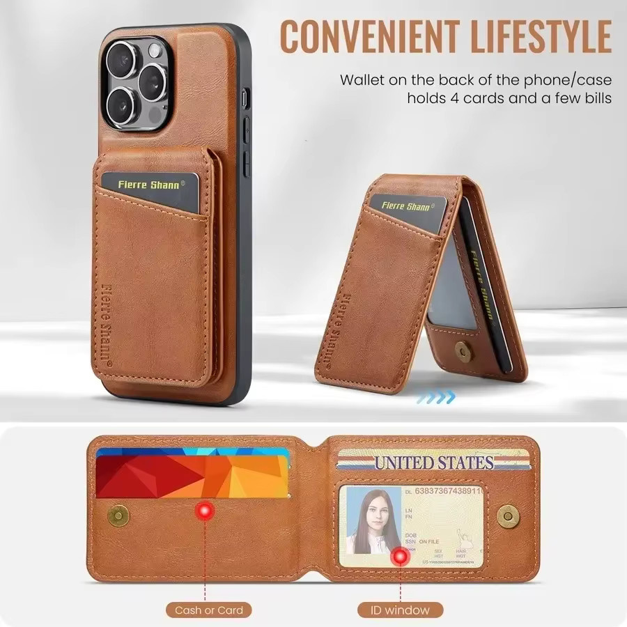 Magnetische Brieftasche und abnehmbare MagSafe-Telefonhülle für Apple iPhone 17, 17Air, 17Pro, 17ProMax und 16 Pro Max in Grün und Braun - Bild 2