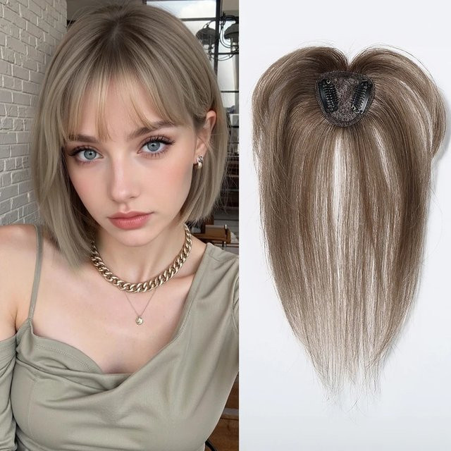 HAIRCUBE Echthaar-Toupet Ombre Braun, 3D Wispy Bangs, Damen - Bild 1