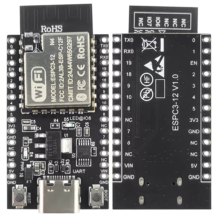 ESP32-C3 Entwicklungsboard mit RISC-V 32-Bit Single-Core, WLAN und Bluetooth, 4MB Flash, 26PIN, Type-C, Schwarz - Bild 2