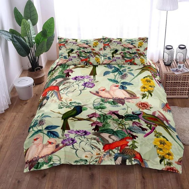JMG Household Supplies Exotisches Garten Bettwäsche Set mit floralem und ethnischem Muster, Mikrofaser, Mehrfarbig, B/H: 135 x 200 cm - Bild 1