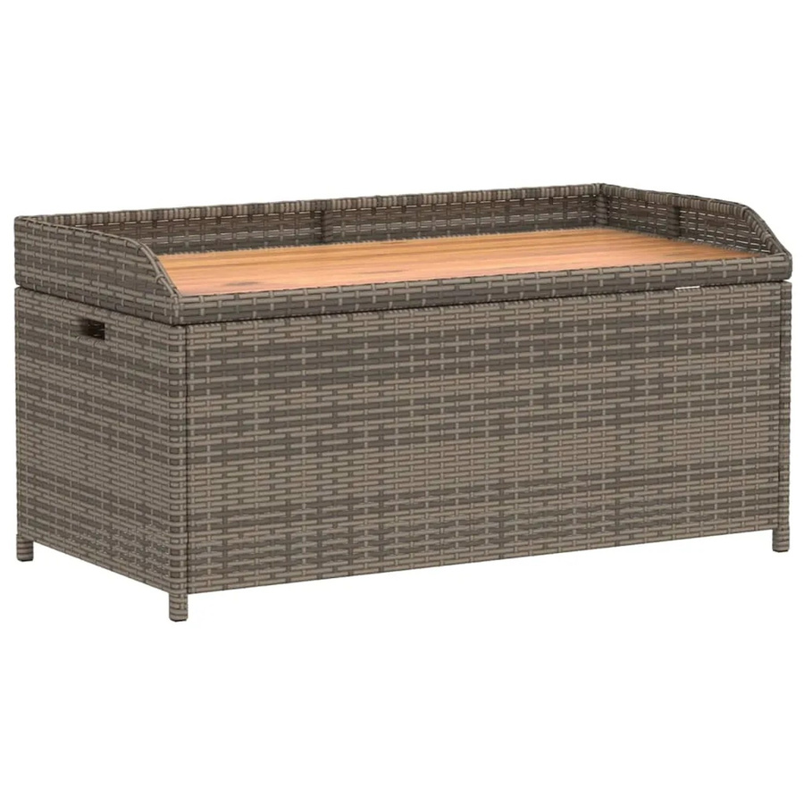 furnicato Gartenbank mit Stauraum aus Akazienholz und PE-Rattan in Grau, B/T/H: 100 x 50 x 52 cm - Bild 2