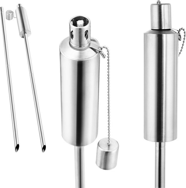 Gardebruk Öl-Fackel 6er-Set aus Edelstahl in Silber, Höhe: 115 cm - Bild 1