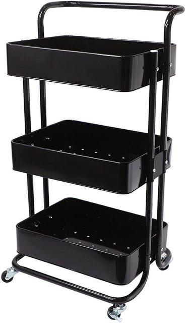 ECHTWERK Servierwagen aus Eisen mit 3 Ebenen und Rollen, schwarz, B/T/H: 43 x 32 x 86 cm - Bild 1