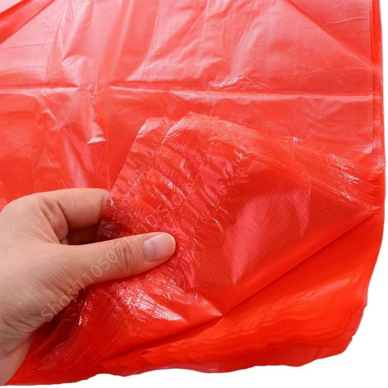 100 Stück rote Einweg Plastiktüten aus Kunststoff für Lebensmittel und den Einzelhandel - Bild 4