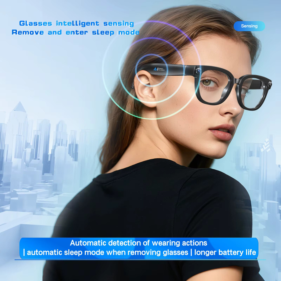 Domars KI-Smart-Brille in Schwarz mit 13MP-Kamera für Fotos und Videos, intelligenter Übersetzung, Konversation und Musikwiedergabe mit elektrochromen Gläsern - Bild 6