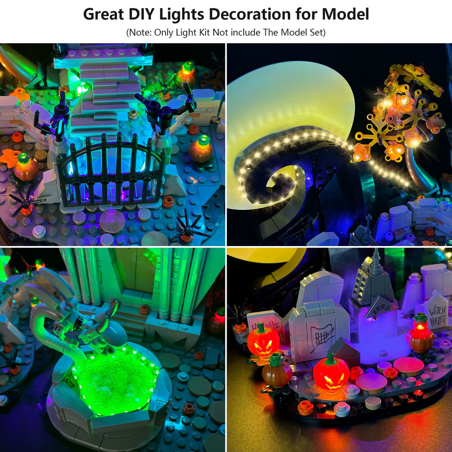 LYBMTWF LED-Beleuchtungsset RGB Multicolour für Lego 21351 Nightmare Before Christmas Building Set mit Switch und transparenten SMD-Leuchten - Bild 3