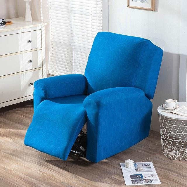 S-EMIGA Stretch Relaxsessel Überwurf in Blau, rutschfester und waschbarer Möbelschutz für Sessel und Sofas - Bild 1