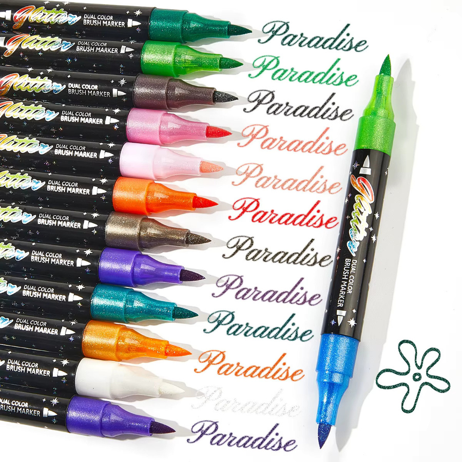 SHANDS Dual-Tip Metallic-Stifte in Multicolour mit Brush- und Fineliner-Spitze auf Wasserbasis für Scrapbooking und DIY-Projekte - Bild 3