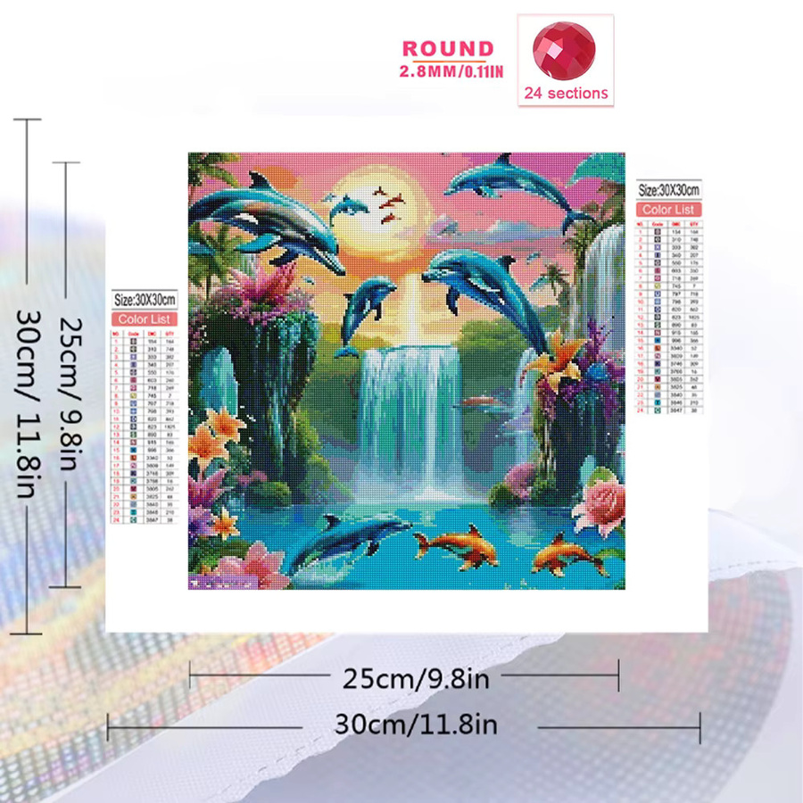 Momoart Diamant-Stickerei Delfin Tierbild, Bastelset - Bild 2