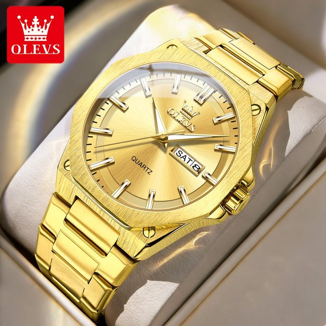 OLEVS Armbanduhr, Quarz, Edelstahl, Braun, Herren - Bild 1