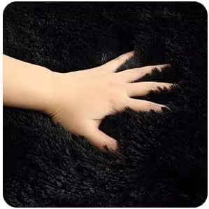 Garvee Runder Shaggy Teppich Schwarz, Flauschiger Hochflor-Teppich mit Rutschfester Unterseite, Weiche Bodenmatte für Wohnzimmer und Kinderzimmer, Durchmesser: 100 cm - Bild 4