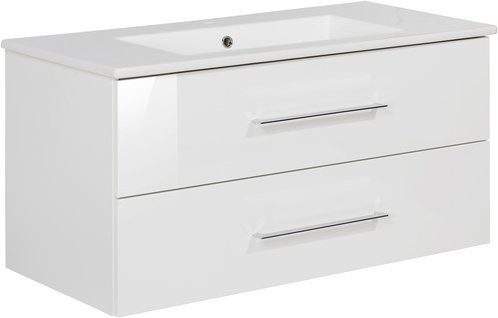 Fackelmann Badmöbel-Set b.perfekt in Weiss Hochglanz mit LED-Beleuchtung und Soft-Close-Türen, Breite: 103 cm, Höhe: 50,9 cm, Tiefe: 48 cm - Bild 1