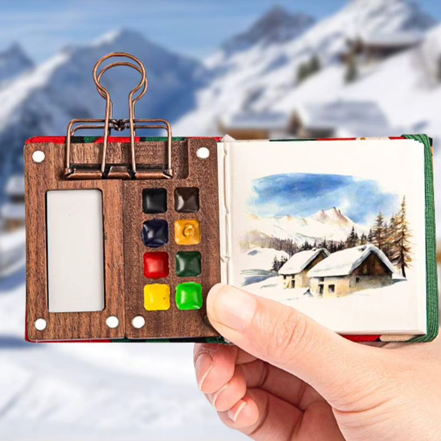 Mini-Aquarellfarben-Set mit 12 oder 24 Farben in einer Nano-Palette aus Holz für Profis und Studenten, Mehrfarbig - Bild 6
