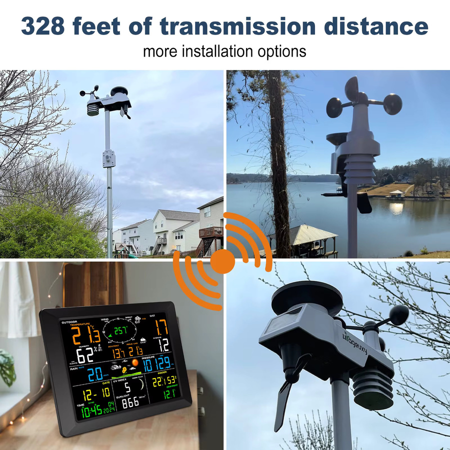 Urageuxy 14-in-1 WLAN-Wetterstation mit 8,3-Zoll-Display und Solarsensor für Echtzeit-Wetterdaten und Wolkenüberwachung - Bild 5