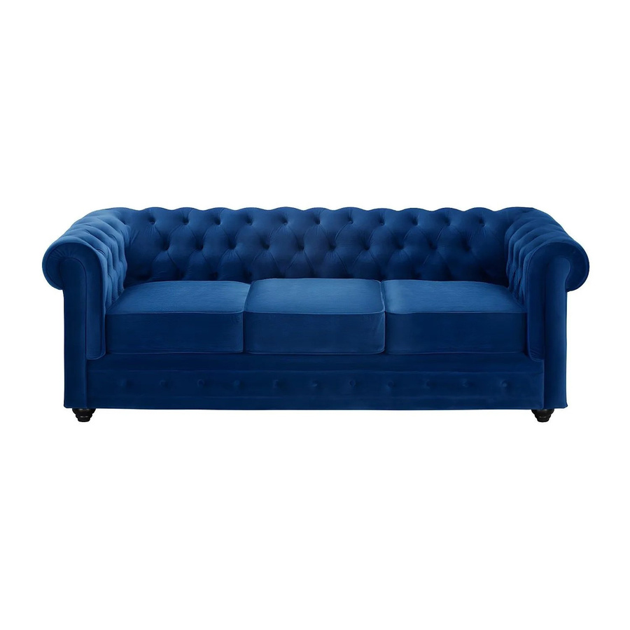 Vente-unique Chesterfield Sofa aus Samt in Königsblau mit 205 cm Breite - Bild 2