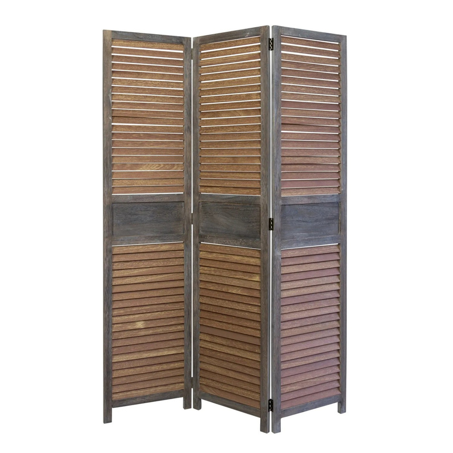 Homestyle4u 3-tlg. Paravent aus Holz in Braun mit Lamellenoptik, B: 120 cm, H: 170 cm - Bild 2