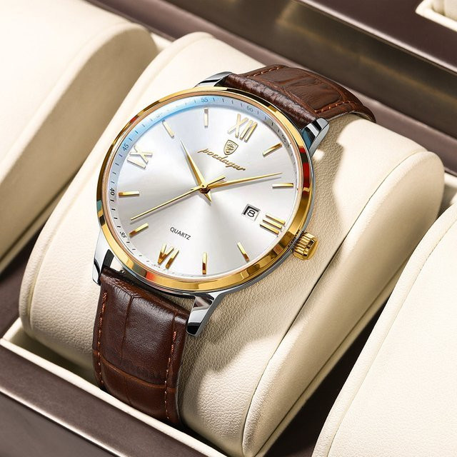 POEDAGAR Armbanduhr, Quarz, Leder, Datum, Herren - Bild 1