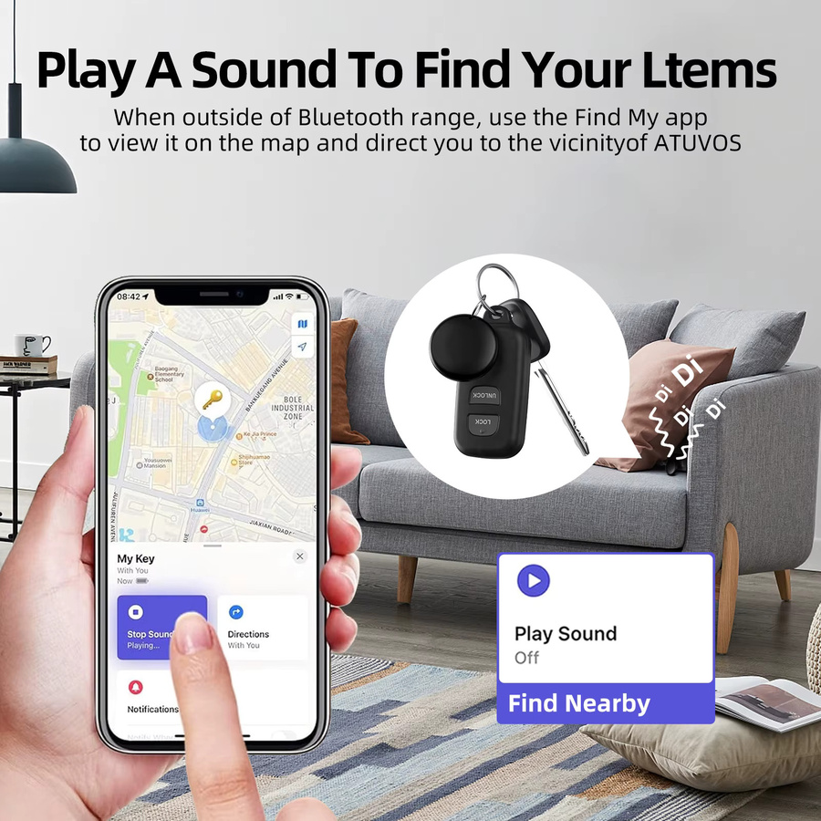 Peocke Android Tracker Tags Google zertifiziert, wasserdichte Bluetooth Smart Tags für Schlüssel, Wallet und Koffer, Farbe: Schwarz - Bild 4