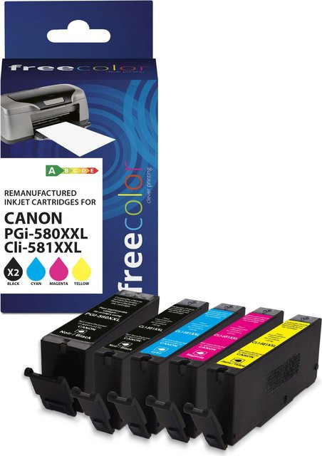 Freecolor K10503F7 Druckerpatronen Set, 5 Stück, High Yield, Schwarz, Cyan, Magenta, Gelb, Refurbished - Bild 1
