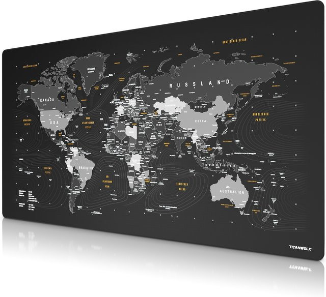 Titanwolf Gaming Mauspad XXXL Speed Mousepad Weltkarte Deutsch Multicolor B/B/H: 160 x 80 cm - Bild 1