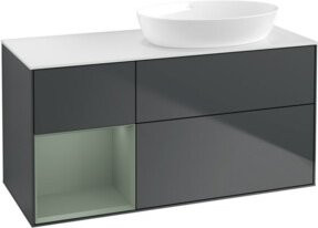 V&B Finion Waschtischunterschrank mit Wandbeleuchtung, Breite: 120 cm, Tiefe: 50,1 cm, Höhe: 50,1 cm, matt blau lackiert - Bild 1