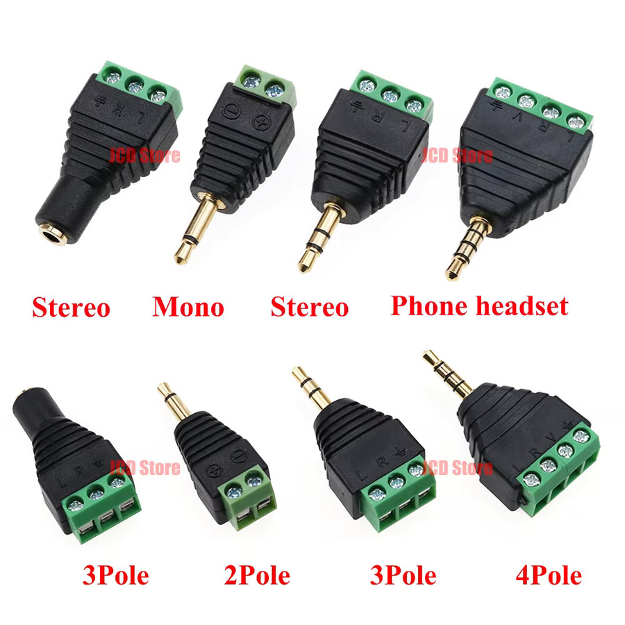 JCD Audio Jack Stecker und Buchse mit Schraubterminal für Mono oder Stereo in Schwarz (3,5 mm) - Bild 3
