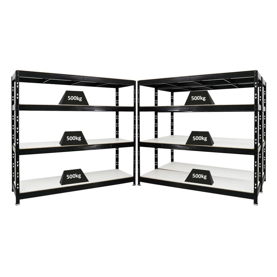 3er Set PROREGAL Rhino Profi Schwerlastregal Schwarz mit 4 Melamin-Ebenen, H x B x T: 180 x 200 x 60 cm - Bild 2