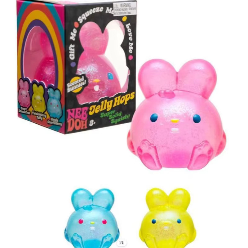 NeeDoh Jelly Bunny Quetschball, Glitzer-Hase, durchscheinend - Bild 2