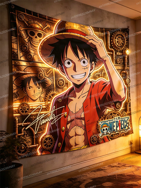Bandai One Piece Luffy 3D-Effekt Wandteppich mit Piratenflaggen-Motiv in Multicolour als dekorativer Wandbehang - Bild 1